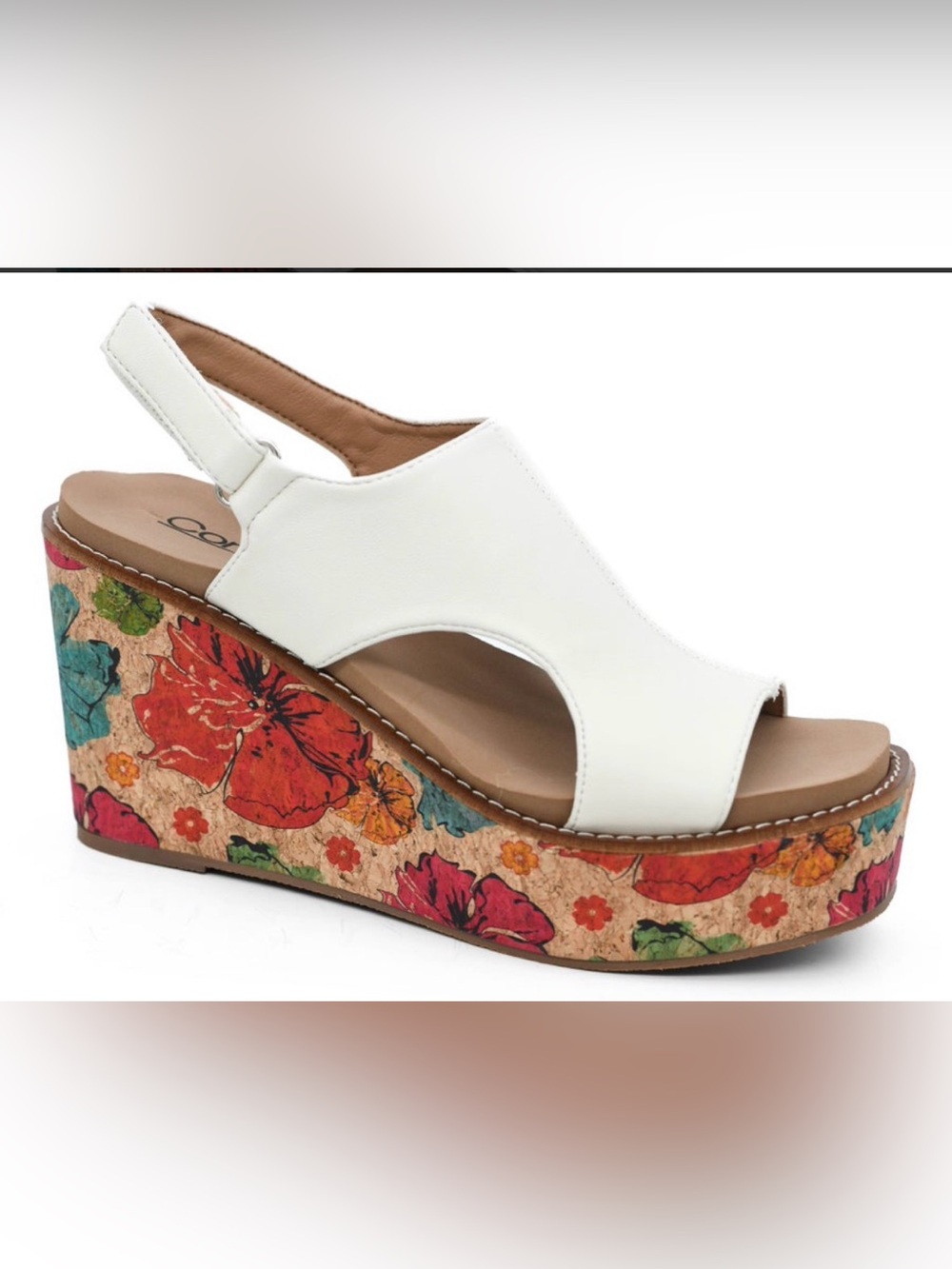 Corkys White Floral Corky Wedge Sandals Brand New in Box